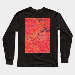 Orange red handmarbled paper Long Sleeve T-Shirt